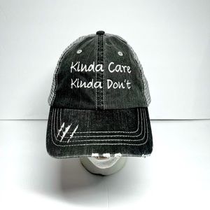 Women's Kinda care Kinda Don't distressed adjustable soft cap. OS